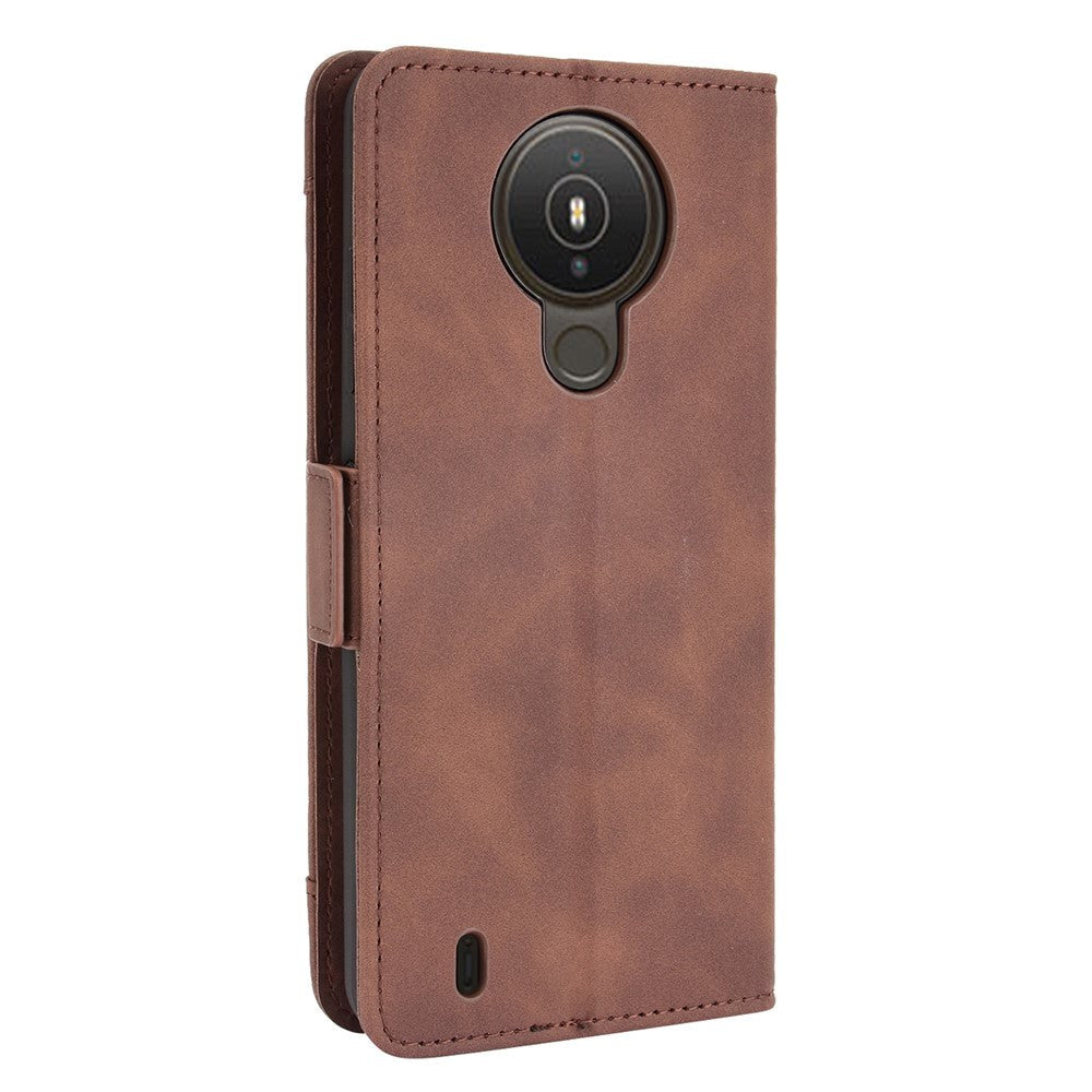 Nokia 1.4 Læder Cover m. Stander / Kortholder & Ekstra Kortlomme - Brun
