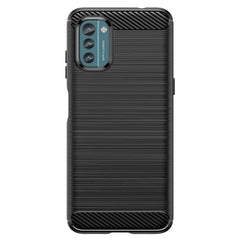 Nokia G21 / G11 Brushed Carbon Fiber Fleksibelt Plastik Cover - Sort