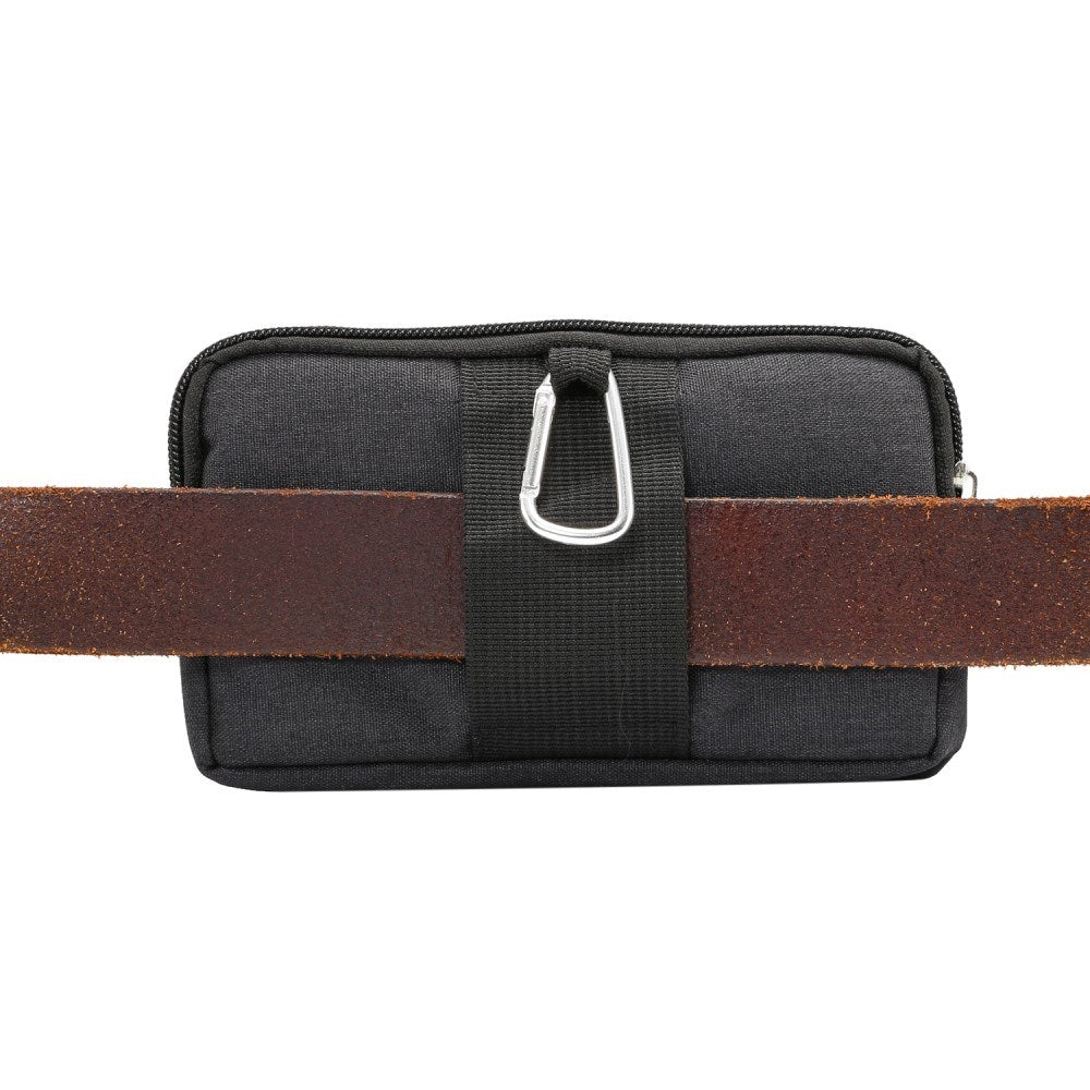 Universal Bæltetaske m. 2 Lommer & Karabinhage (Maks. Mål: 140 x 80mm) - Sort