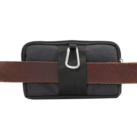 Universal Bæltetaske m. 2 Lommer & Karabinhage (Maks. Mål: 140 x 80mm) - Sort