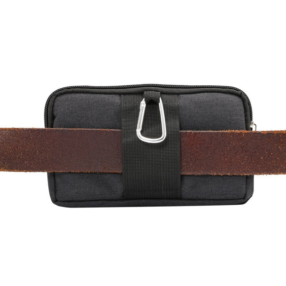Universal Bæltetaske m. 2 Lommer & Karabinhage (Maks. Mål: 140 x 80mm) - Sort