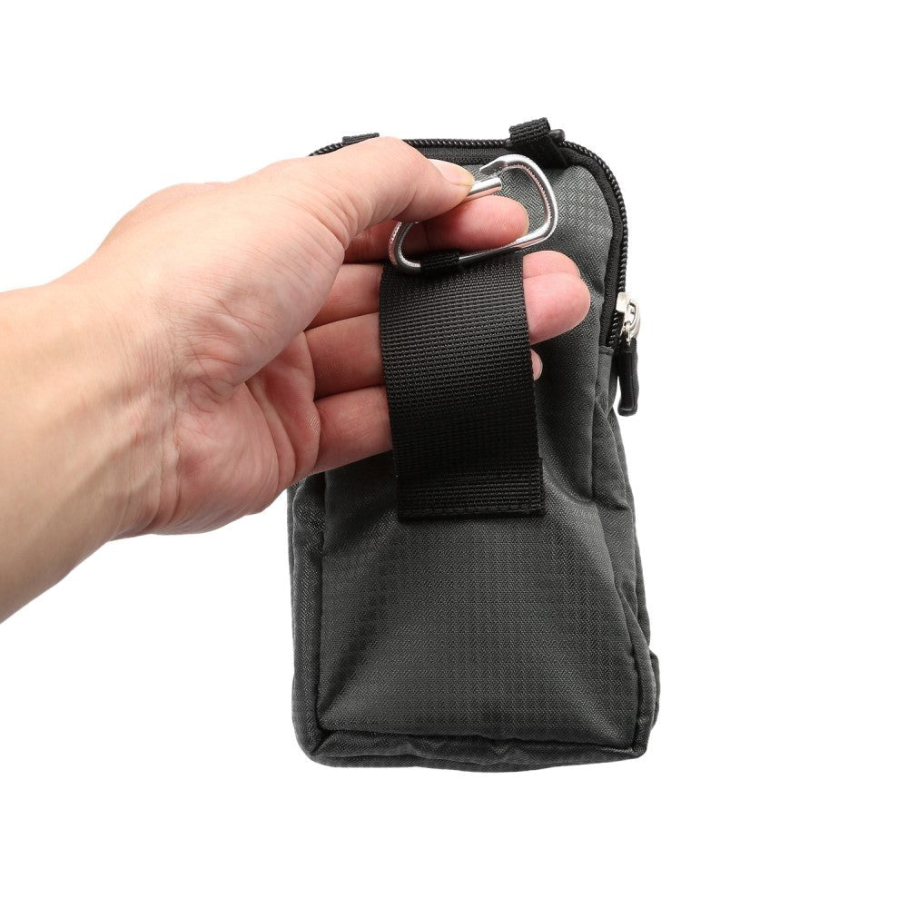 Universal Bæltetaske Til Smartphones m. Karabinhage & Strop - Mørkegrå - (Maks. Mobil: 170 x 95 x 15 mm)