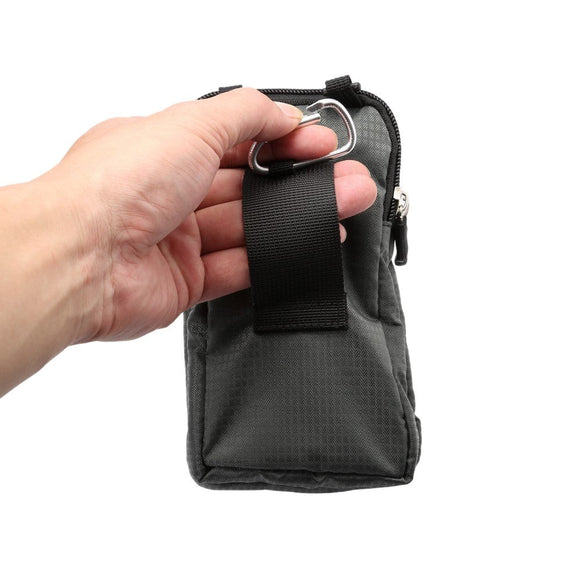 Universal Bæltetaske Til Smartphones m. Karabinhage & Strop - Mørkegrå - (Maks. Mobil: 170 x 95 x 15 mm)