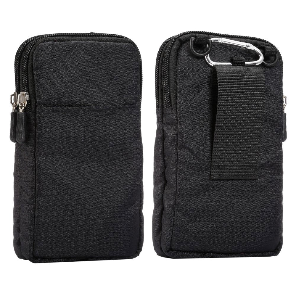 Universal Bæltetaske Til Smartphones m. Karabinhage & Strop - Sort - (Maks. Mobil: 170 x 95 x 15 mm)