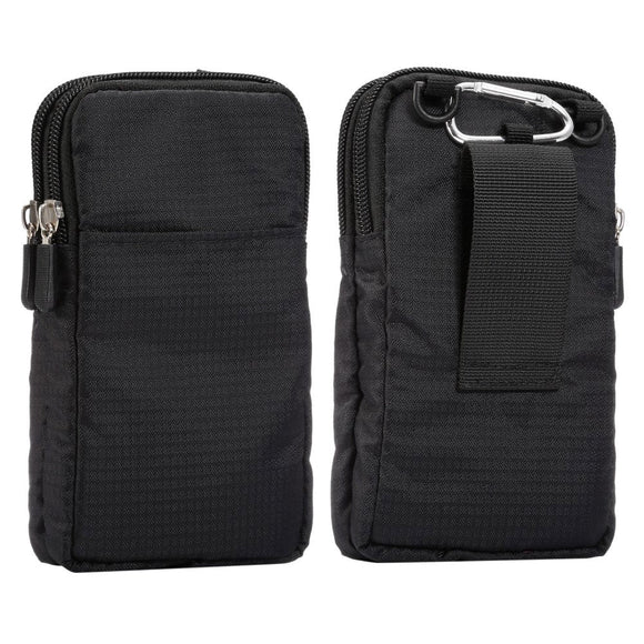 Universal Bæltetaske Til Smartphones m. Karabinhage & Strop - Sort - (Maks. Mobil: 170 x 95 x 15 mm)