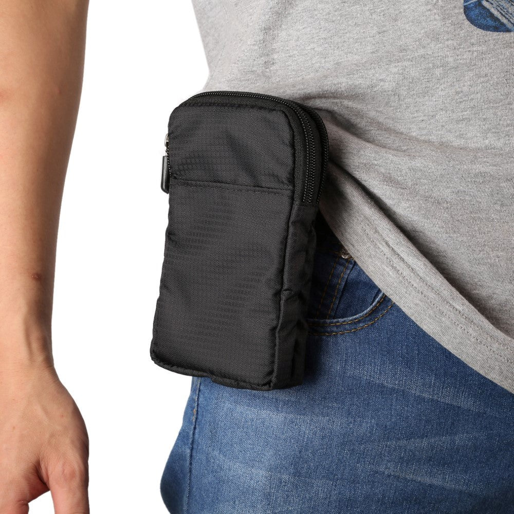 Universal Bæltetaske Til Smartphones m. Karabinhage & Strop - Sort - (Maks. Mobil: 170 x 95 x 15 mm)