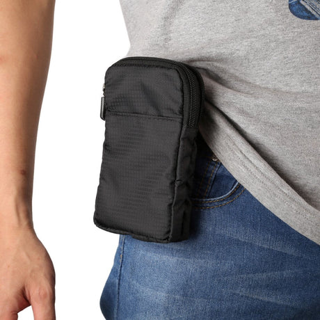 Universal Bæltetaske Til Smartphones m. Karabinhage & Strop - Sort - (Maks. Mobil: 170 x 95 x 15 mm)