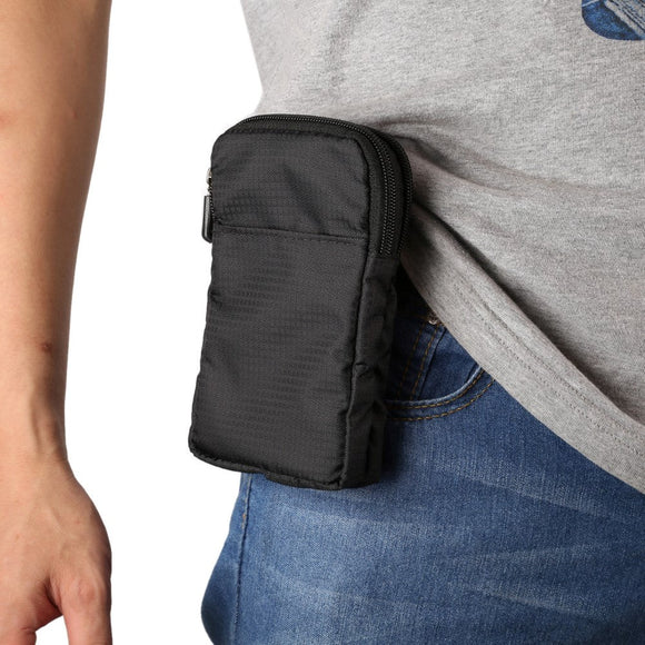 Universal Bæltetaske Til Smartphones m. Karabinhage & Strop - Sort - (Maks. Mobil: 170 x 95 x 15 mm)