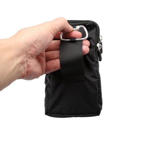 Universal Bæltetaske Til Smartphones m. Karabinhage & Strop - Sort - (Maks. Mobil: 170 x 95 x 15 mm)