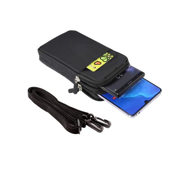 Universal Bæltetaske Til Smartphones m. Karabinhage & Strop - Sort - (Maks. Mobil: 170 x 95 x 15 mm)