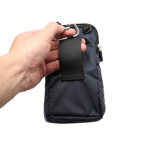 Universal Bæltetaske Til Smartphones m. Karabinhage & Strop - Mørkeblå - (Maks. Mobil: 170 x 95 x 15 mm)