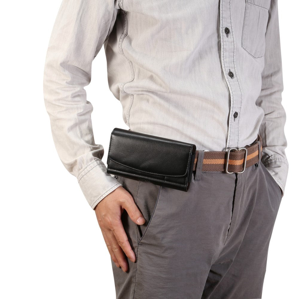 Soft Pouch Bag cover - Bæltetaske Sort - (Maks. Mobil: 170 x 87 x 18 mm)