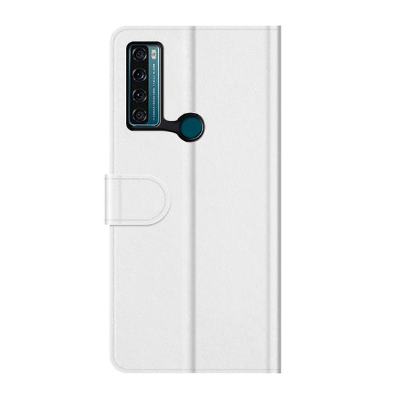 TCL 20 SE Blankt Læder Flip Cover m. Pung - Hvid