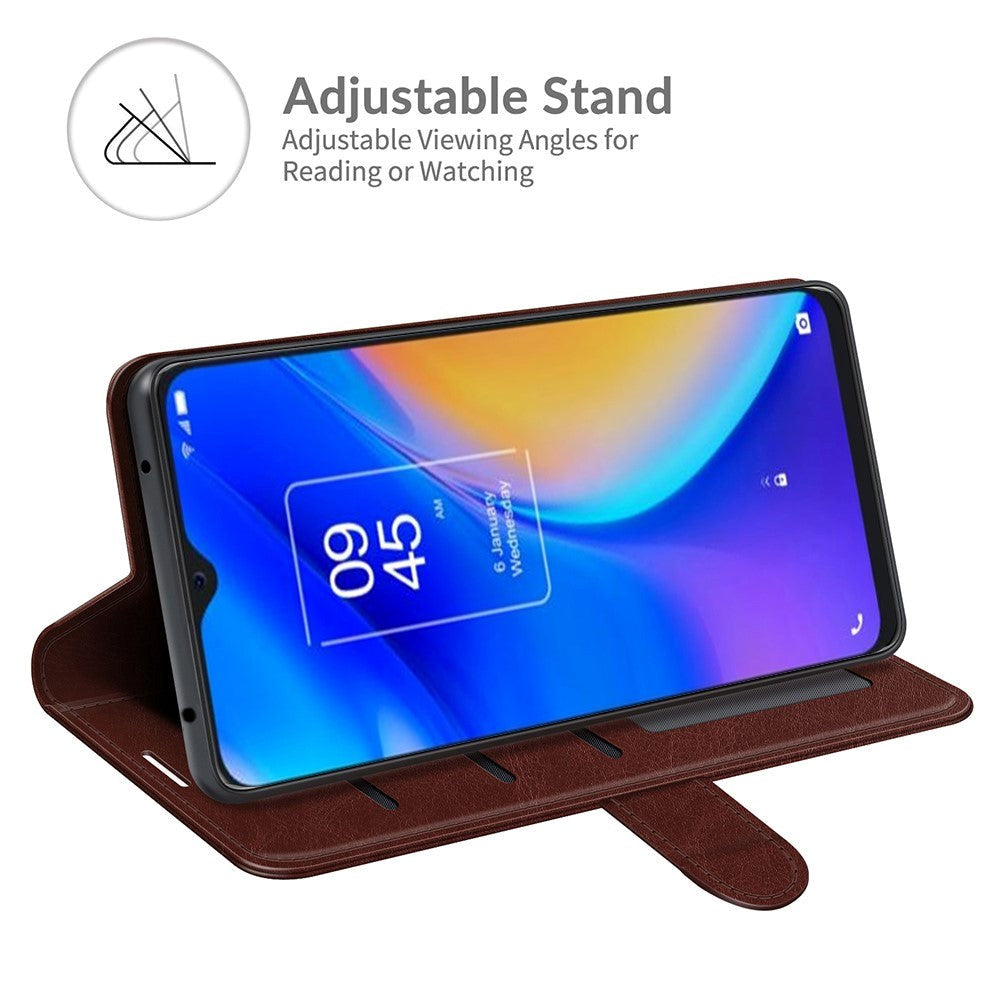 TCL 20 SE Blankt Læder Flip Cover m. Pung - Brun