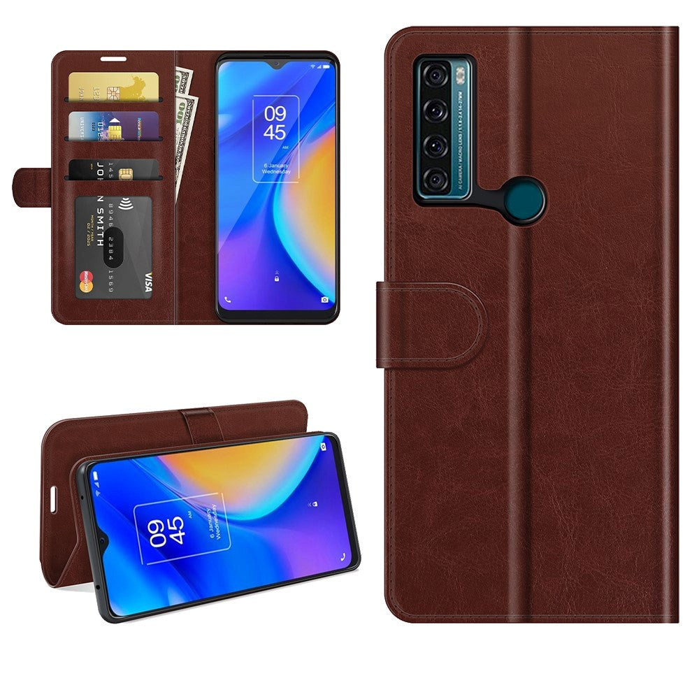 TCL 20 SE Blankt Læder Flip Cover m. Pung - Brun
