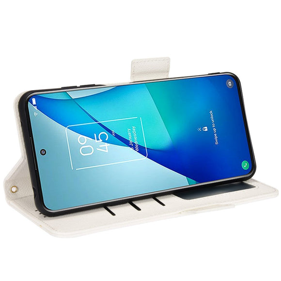 TCL 20L Ultra Litchi Læder Cover m. Pung - Hvid