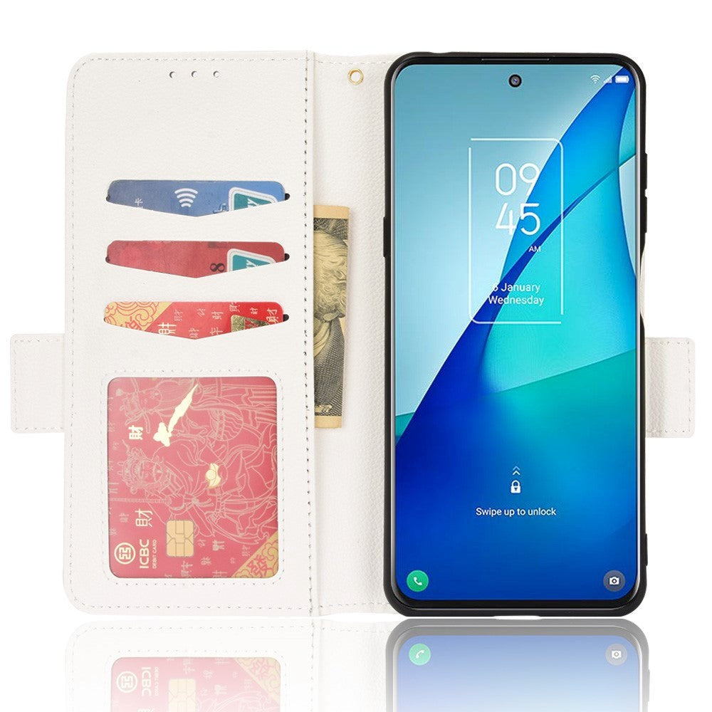 TCL 20L Ultra Litchi Læder Cover m. Pung - Hvid