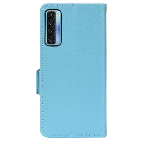 TCL 20L Ultra Litchi Læder Cover m. Pung - Turkis