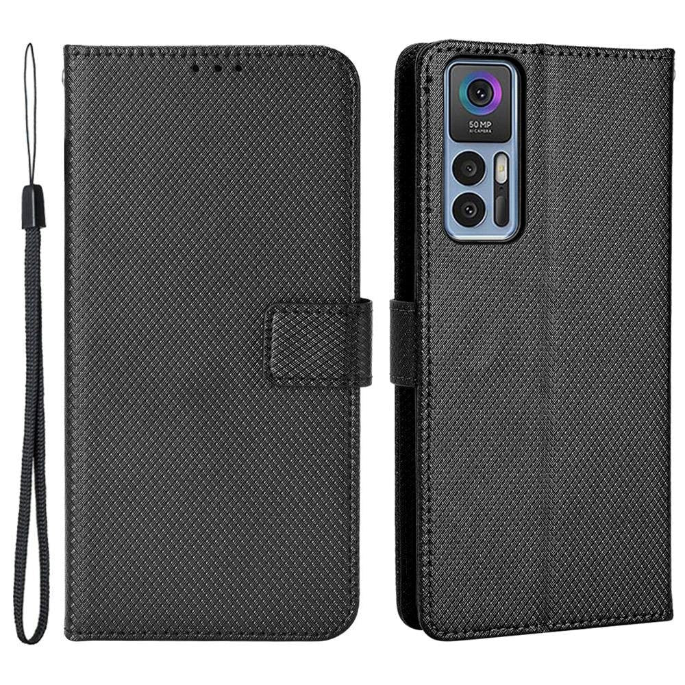TCL 30 (4G/5G) / 30+ Læder Cover m. Diamant Tekstur - Sort