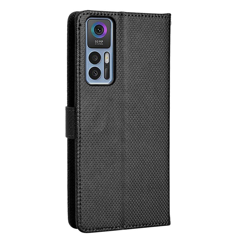 TCL 30 (4G/5G) / 30+ Læder Cover m. Diamant Tekstur - Sort