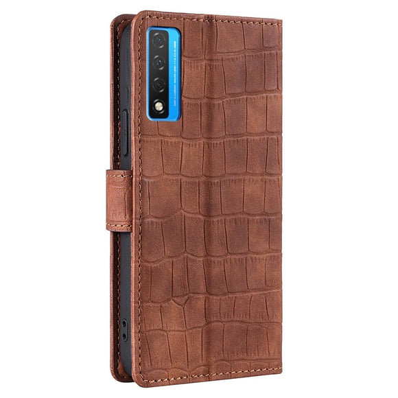 TCL 20L Krokodille Læder Cover m. Pung - Brun