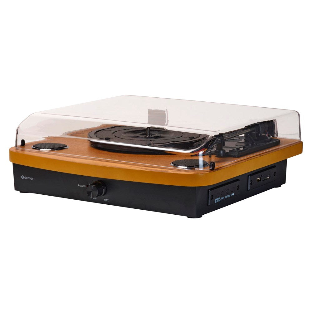 Denver VPL-230 Pladespiller m. 2 x 10W Indbyggede Højtalere - Sort / Træ