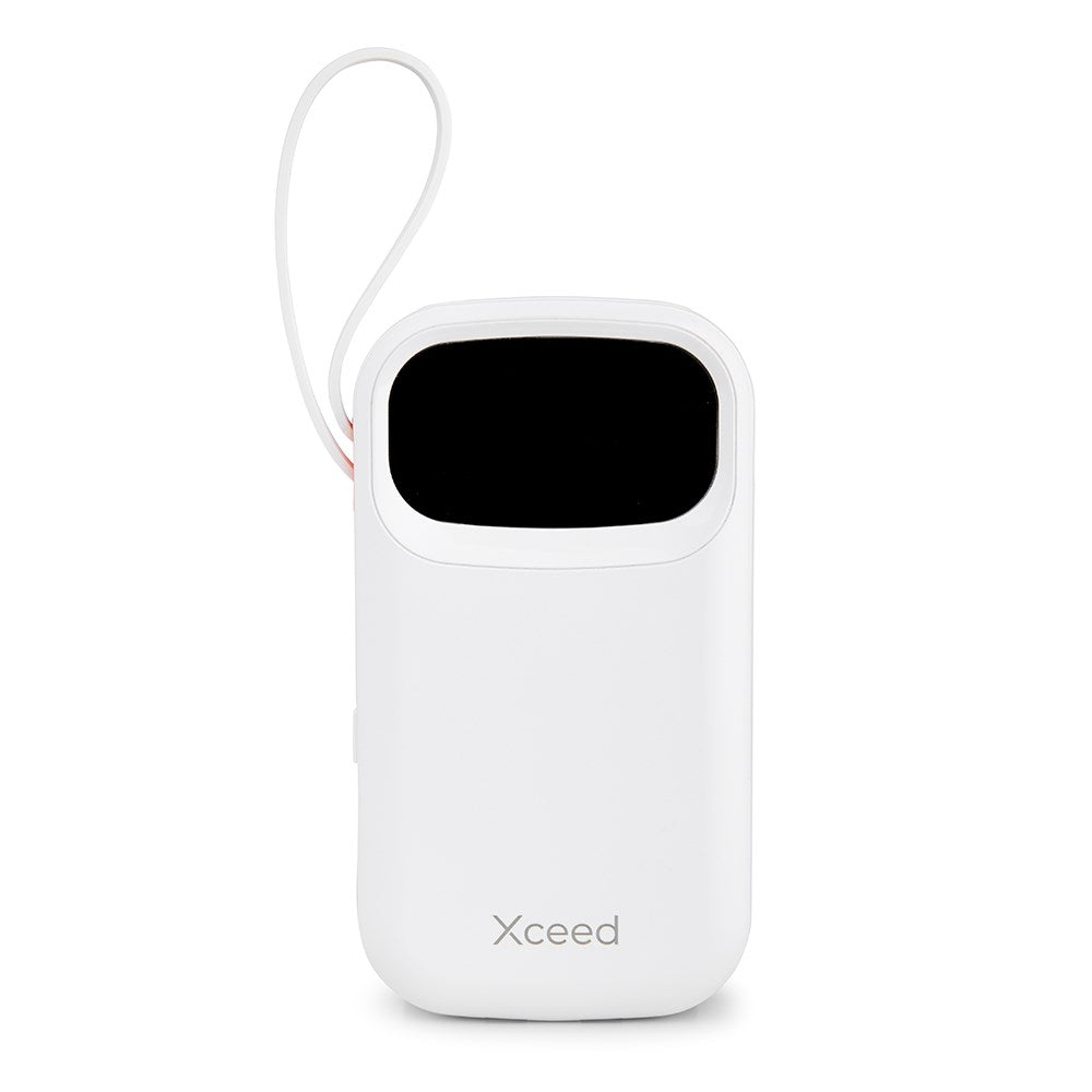 Xceed Powerbank - 20.000 mAh - Indbyggede Kabler - Hurtig Opladning - Hvid