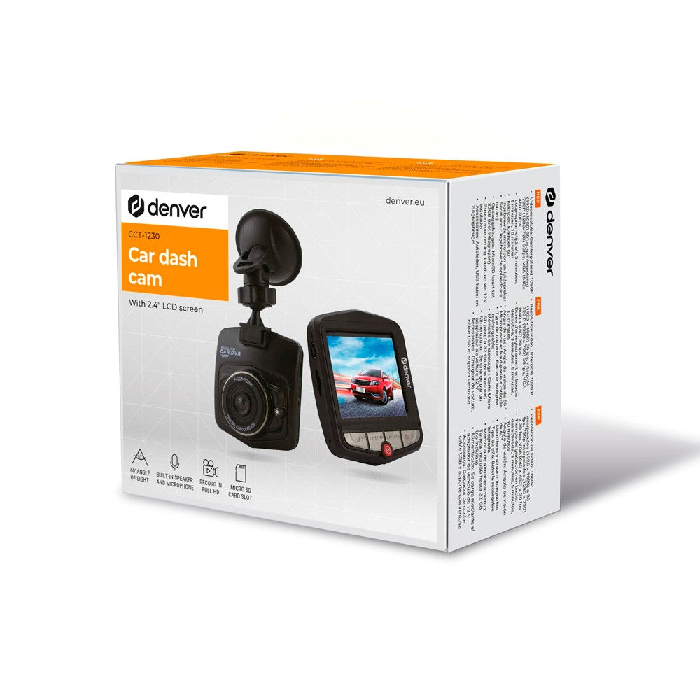 Denver CCT-1230MK2 Dashcam til Bil m. 2.4" LCD Skærm - Sort