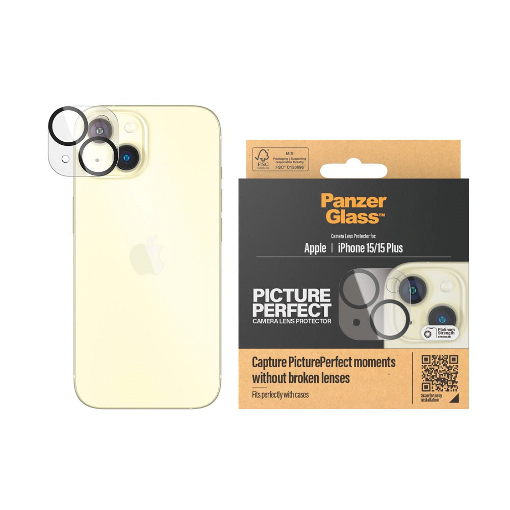 iPhone 15 / 15 Plus PanzerGlass PicturePerfect - Kamerabeskyttelse - Gennemsigtig / Sort