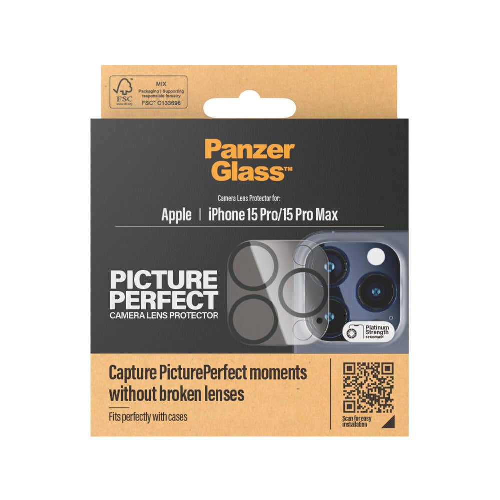 iPhone 15 Pro / 15 Pro Max PanzerGlass PicturePerfect - Kamerabeskyttelse - Gennemsigtig / Sort