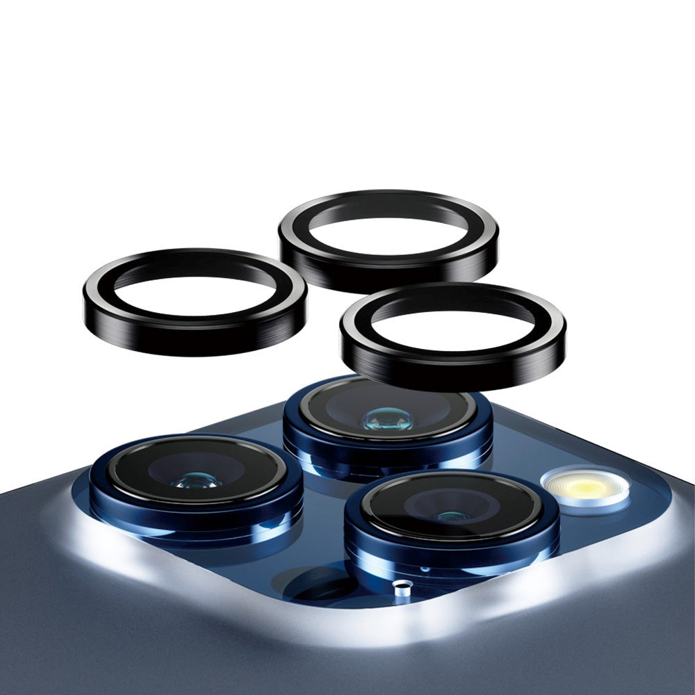 iPhone 15 Pro / 15 Pro Max PanzerGlass Hoops - Kamerabeskyttelse - Gennemsigtig / Sort