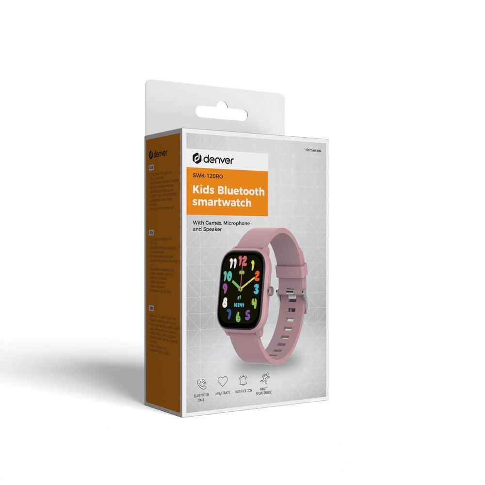 Denver SWK-120RO Smartwatch til Børn m. Bluetooth & Spil - Lyserød