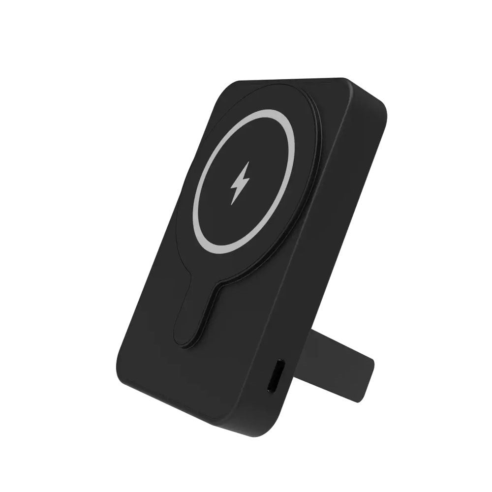 Denver PBW-5000B Magnetisk 5000 mAh PowerBank m. Kickstand - MagSafe Kompatibel - Sort