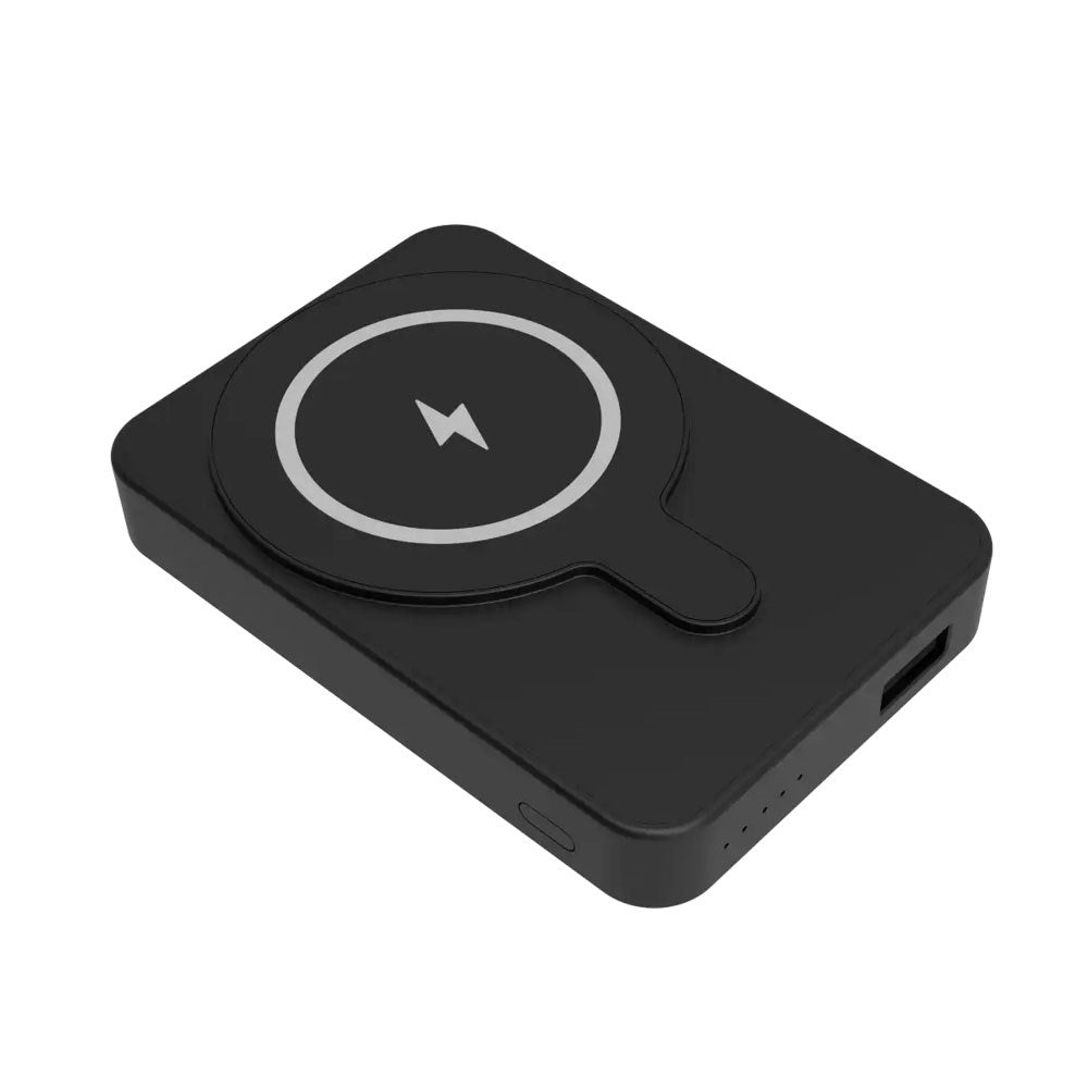 Denver PBW-5000B Magnetisk 5000 mAh PowerBank m. Kickstand - MagSafe Kompatibel - Sort