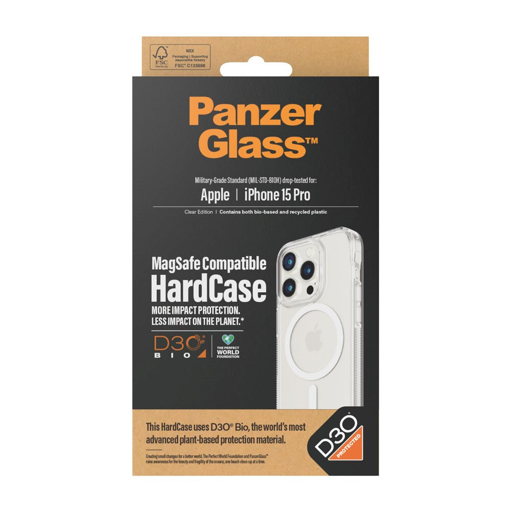 iPhone 15 Pro Cover PanzerGlass D3O Bio HardCase - MagSafe Kompatibel - Gennemsigtig