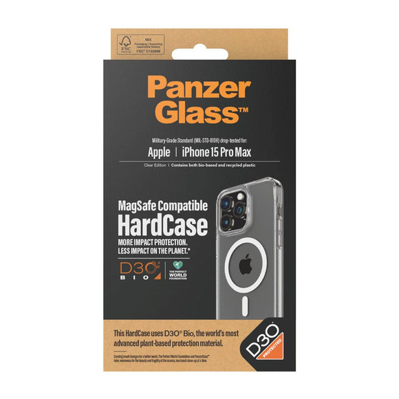 iPhone 15 Pro Max Cover PanzerGlass D3O Bio HardCase - MagSafe Kompatibel - Gennemsigtig