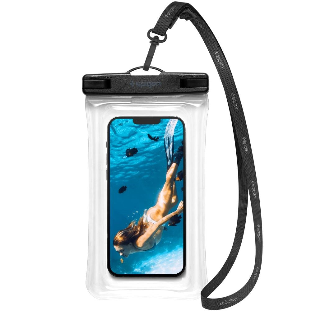 Spigen A610 Universal Vandtæt Flydende Etui - Sort / Gennemsigtig (Maks. Mobil Str.: 170 x 90mm)