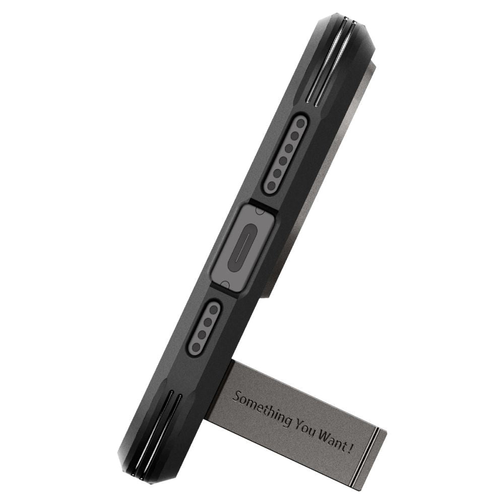 iPhone 15 Pro Spigen Tough Armor Cover m. Kickstand - MagSafe Kompatibel - Gun Metal