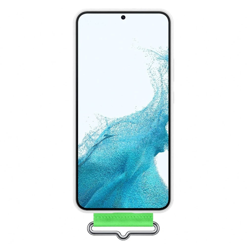 Original Samsung Galaxy S22 Silikone Cover m. Strop - Hvid (EF-GS901TWEGWW)