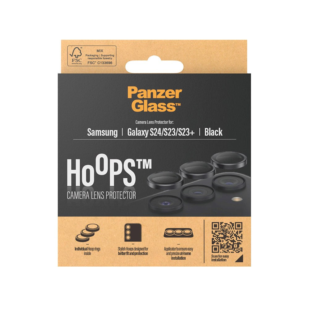 Samsung Galaxy S24 / S23 / S23+ (Plus) PanzerGlass Hoops - Kamerabeskyttelse - Gennemsigtig / Sort