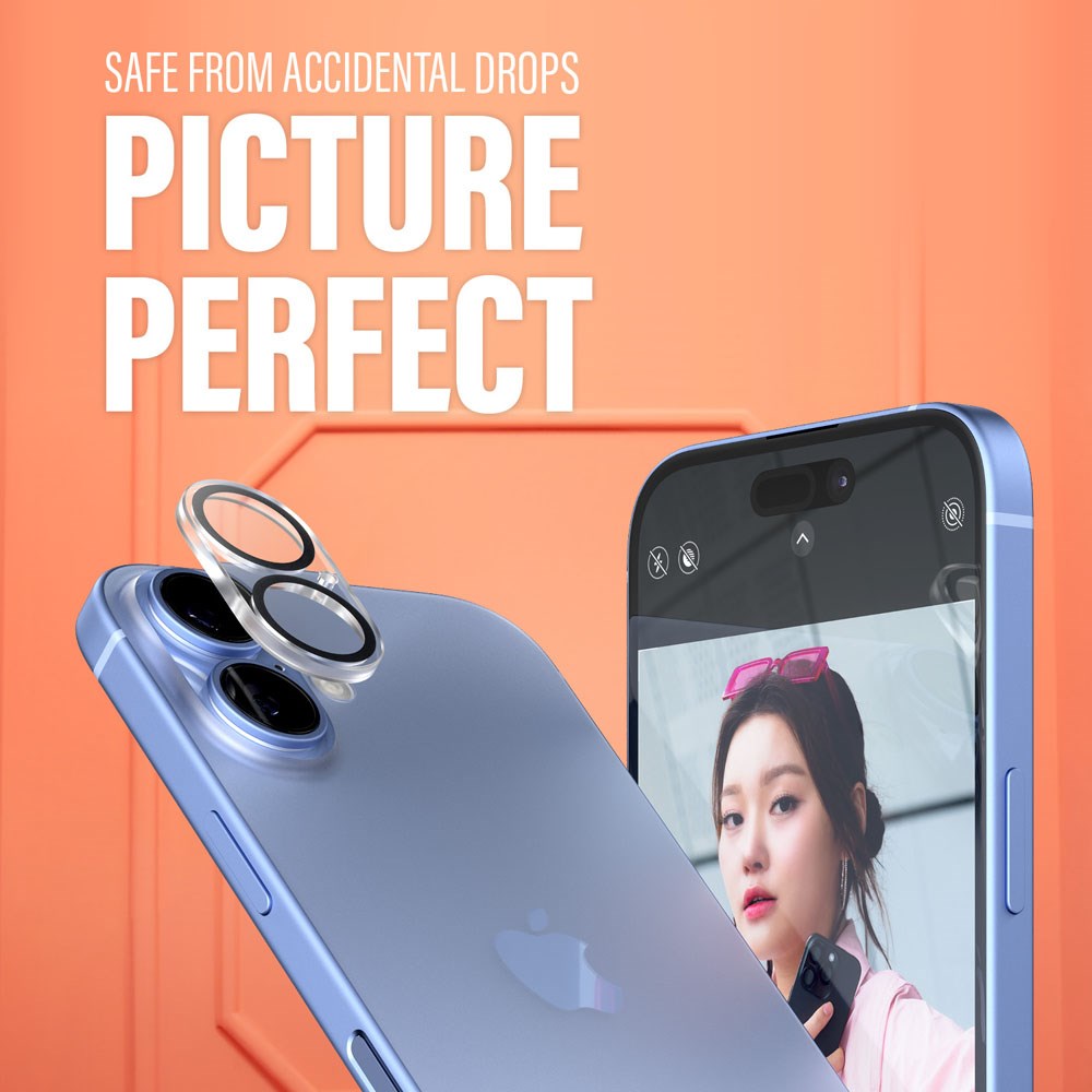 iPhone 16 / 16 Plus PanzerGlass PicturePerfect - Kamerabeskyttelse - Gennemsigtig / Sort