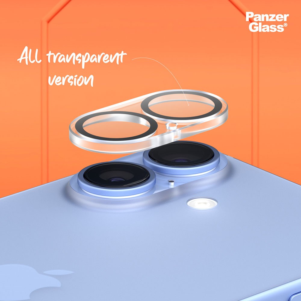 iPhone 16 / 16 Plus PanzerGlass PicturePerfect - Kamerabeskyttelse - Gennemsigtig / Sort