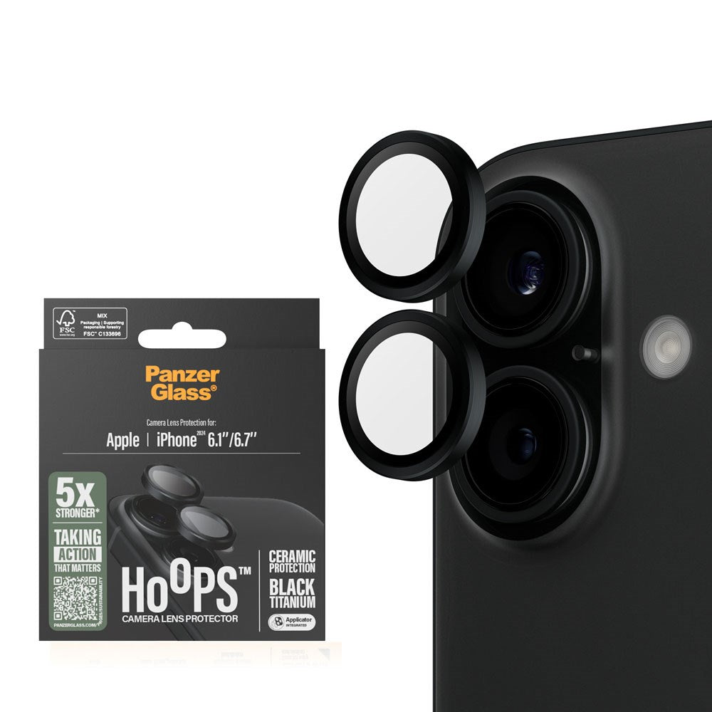 iPhone 16 / 16 Plus PanzerGlass Ceramic Hoops - Kamerabeskyttelse - Gennemsigtig