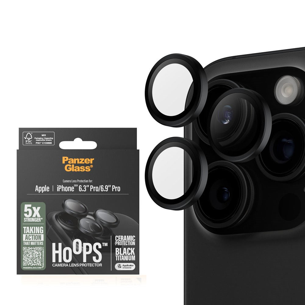 iPhone 16 Pro / 16 Pro Max PanzerGlass Ceramic Hoops - Kamerabeskyttelse - Gennemsigtig