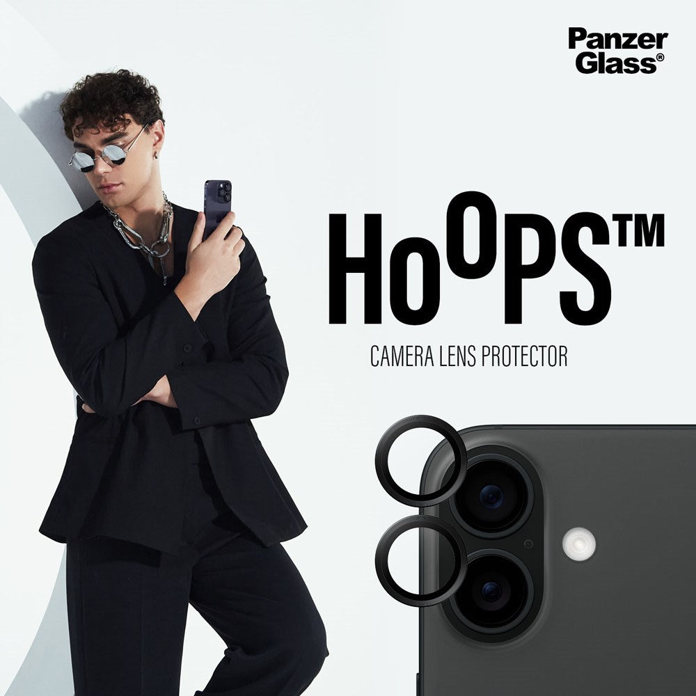 iPhone 16 / 16 Plus PanzerGlass Hoops - Kamerabeskyttelse - Gennemsigtig / Sort