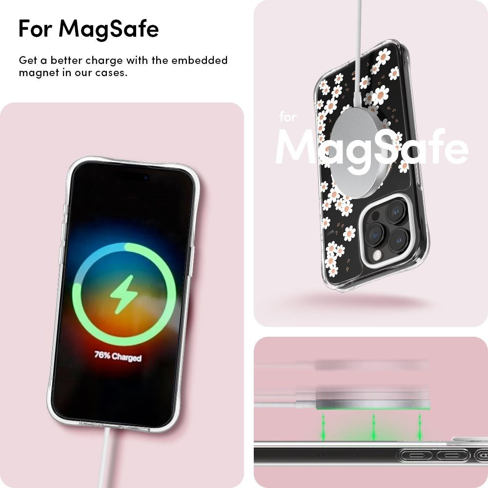 iPhone 15 Pro Max Cyrill Cecile Plastik Cover m. Strop - MagSafe Kompatibel - White Daisy