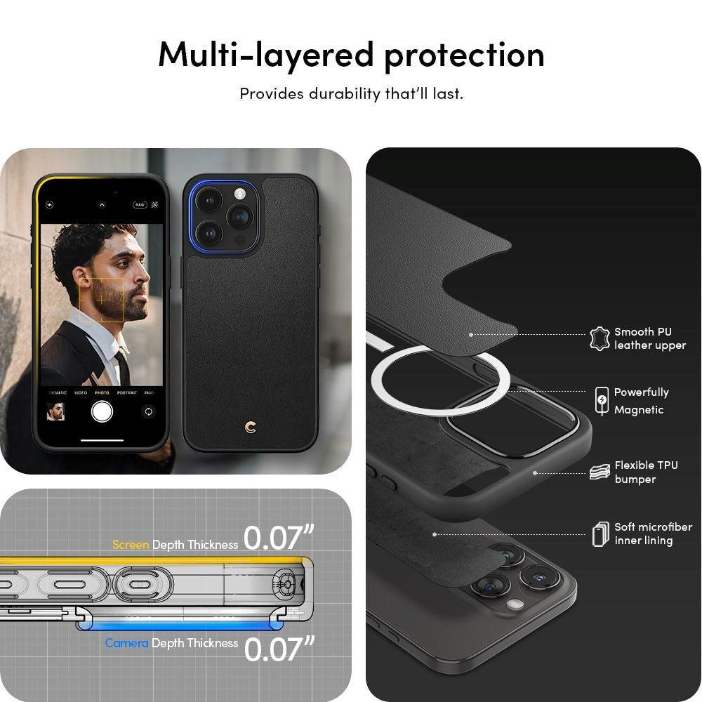 iPhone 15 Pro Cyrill Kajuk Mag Hybrid Cover m. Strop - MagSafe Kompatibel - Black