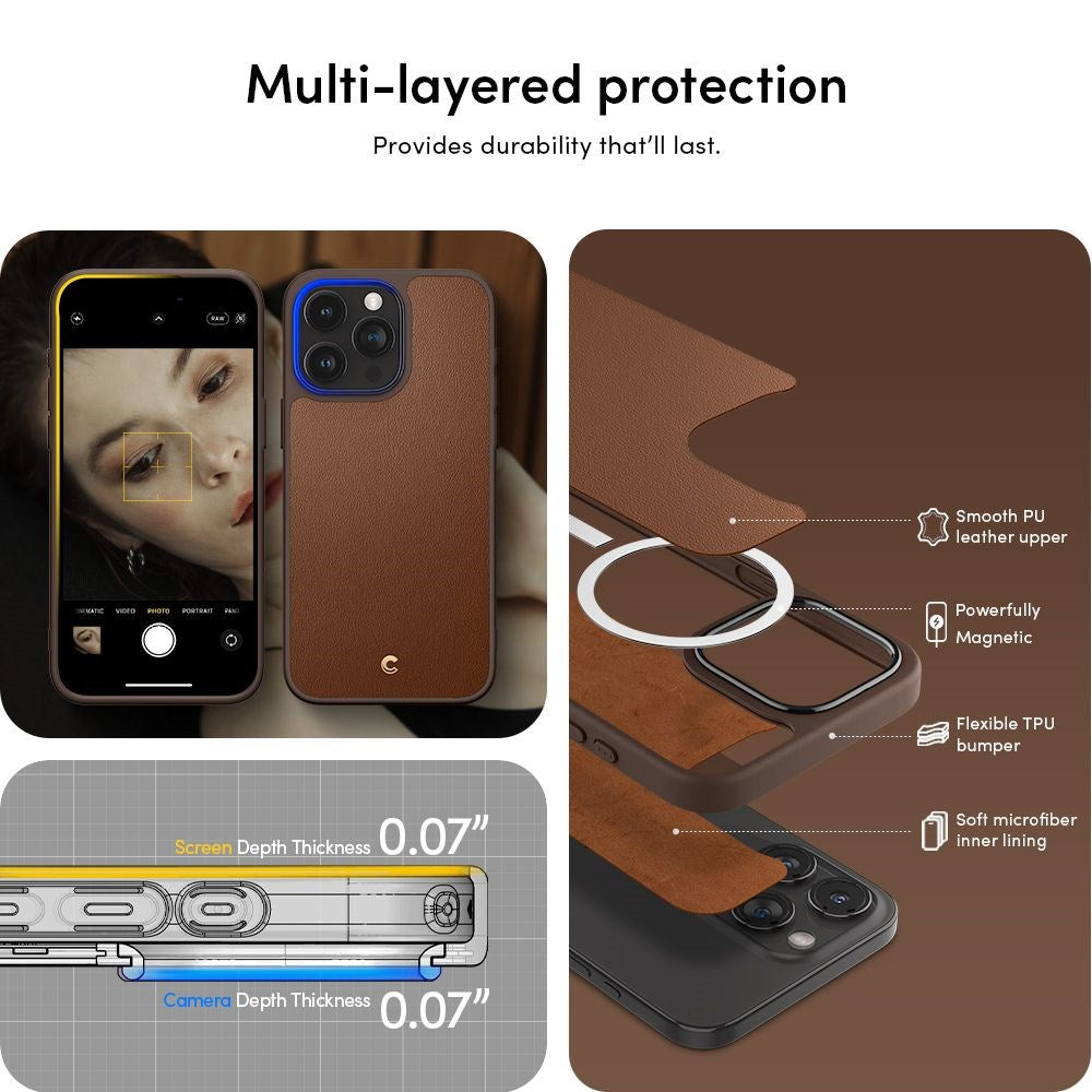 iPhone 15 Pro Max Cyrill Kajuk Mag Hybrid Cover m. Strop - MagSafe Kompatibel - Saddle Brown