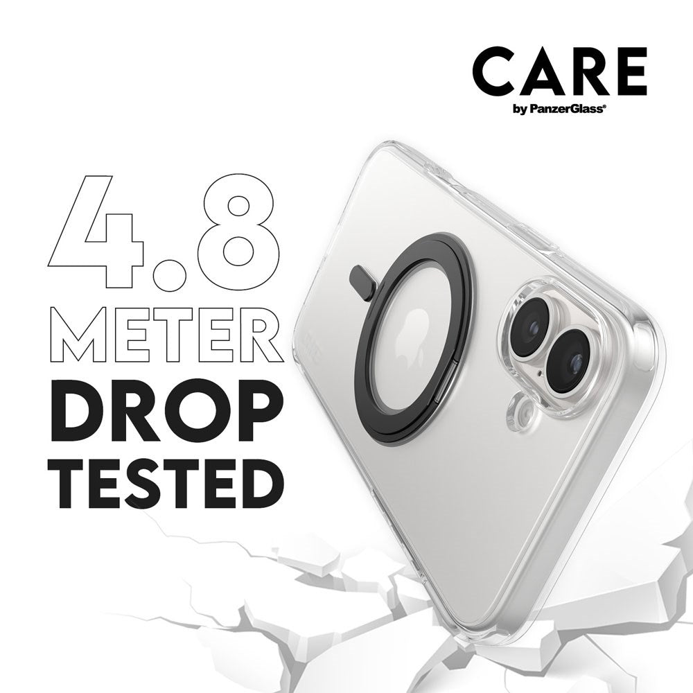 CARE by PanzerGlass iPhone 16 Plus Feature Kickstand Case - MagSafe Kompatibel - Transparent / Black