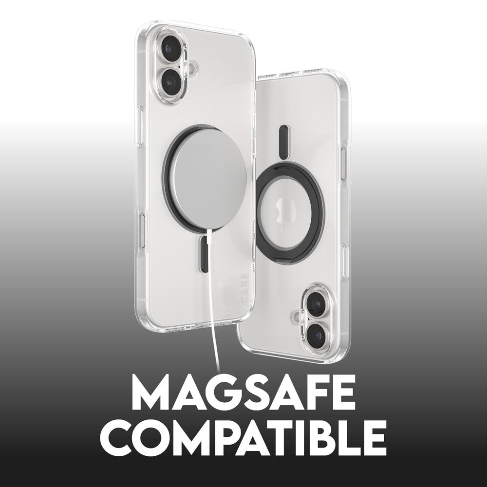 CARE by PanzerGlass iPhone 16 Plus Feature Kickstand Case - MagSafe Kompatibel - Transparent / Black